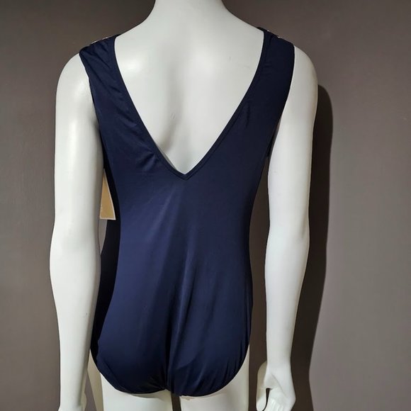 Michael Michael Kors Grommet V-Neck One-Piece Swimsuit Size 14 - Picture 5 of 14